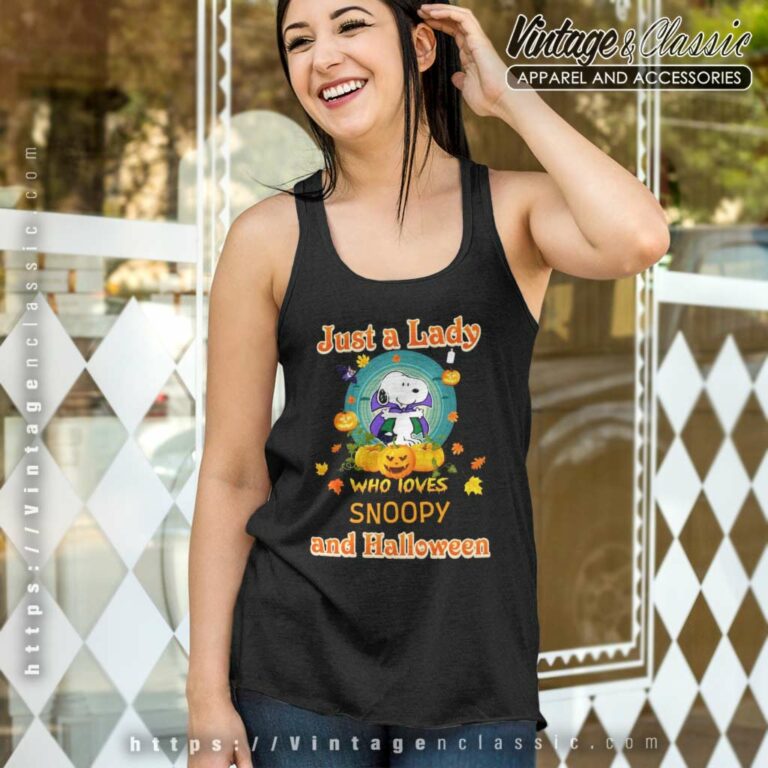 Just A Lady Love Snoopy Halloween Tank Top Racerback Just A Lady Love Snoopy Halloween Tank Top Racerback
