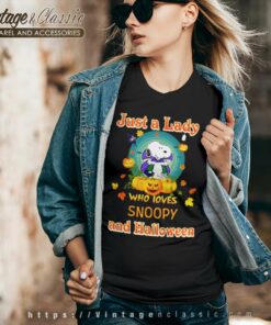 Just A Lady Love Snoopy Halloween Shirt 4 Just A Lady Love Snoopy Halloween V Neck TShirt