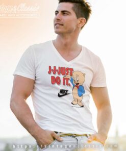 Just Do It Porky Pig Looney Tunes V Neck TShirt