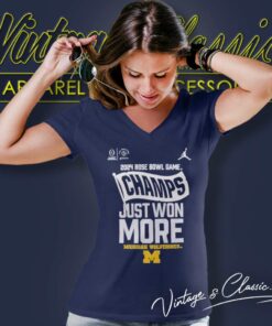 Just Won More Michigan 2024 Rose Bowl Game Champs V Neck TShirt