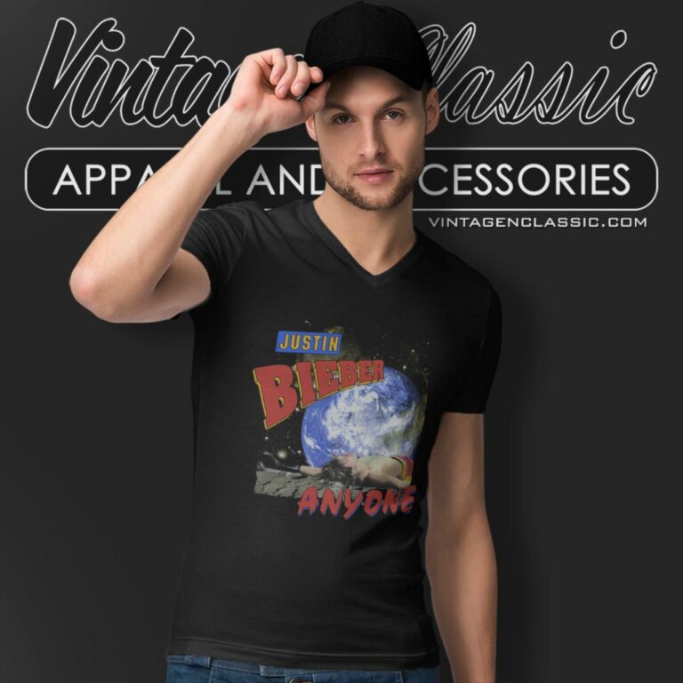 Justin Bieber Anyone Space V Neck TShirt Justin Bieber Anyone Space V Neck TShirt