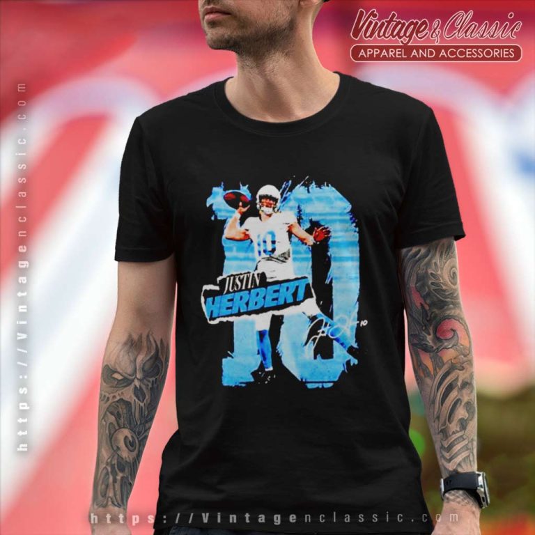 Justin Herbert Los Angeles Chargers Number 10 Rough T Shirt Justin Herbert Los Angeles Chargers Number 10 Rough T Shirt