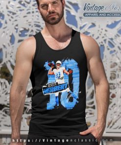 Justin Herbert Los Angeles Chargers Number 10 Rough Tank Top Racerback