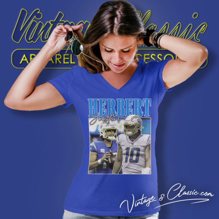 Justin Herbert Los Angeles Chargers NFL V Neck TShirt Justin Herbert Los Angeles Chargers NFL V Neck TShirt