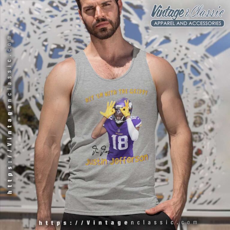 Justin Jefferson Griddy Dance Minnesota Vikings Tank Top Racerback Justin Jefferson Griddy Dance Minnesota Vikings Tank Top Racerback
