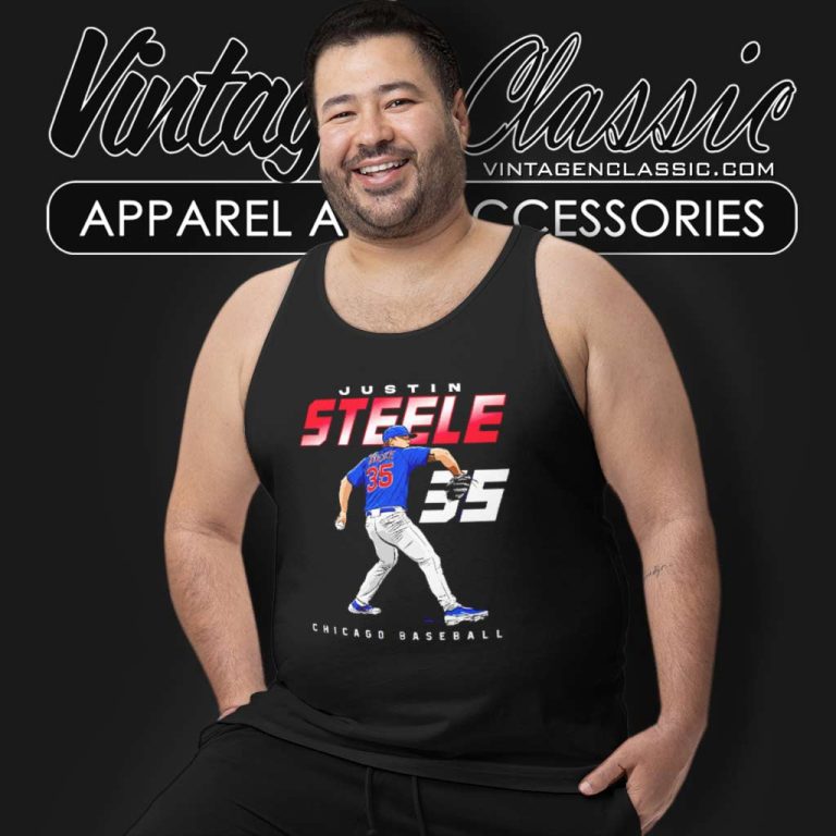 Justin Steele 35 Chicago Cubs Baseball Tank Top Racerback Justin Steele 35 Chicago Cubs Baseball Tank Top Racerback