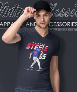 Justin Steele 35 Chicago Cubs Baseball V Neck TShirt