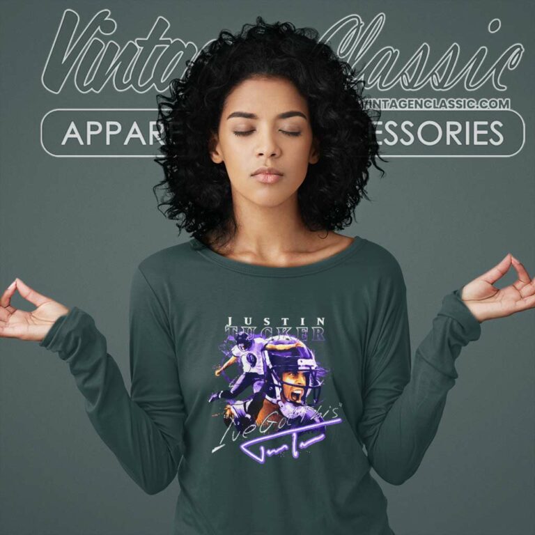 Justin Tucker Nfl Art Long Sleeve Tee Justin Tucker Nfl Art Long Sleeve Tee