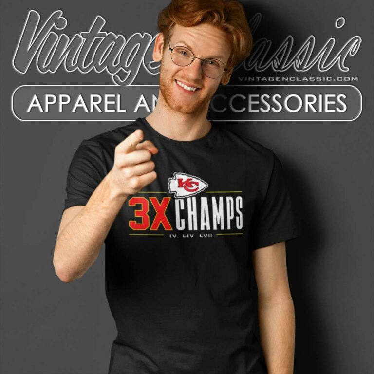 Kansas City Chiefs 3x Champions Iv Liv Lvii T Shirt Kansas City Chiefs 3x Champions Iv Liv Lvii T Shirt