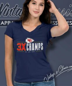 Kansas City Chiefs 3x Champions Iv Liv Lvii V Neck TShirt