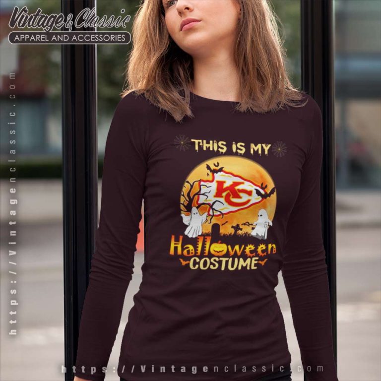 Kansas City Chiefs Boos This Is My Halloween Costume Moon Long Sleeve Tee Kansas City Chiefs Boos This Is My Halloween Costume Moon Long Sleeve Tee