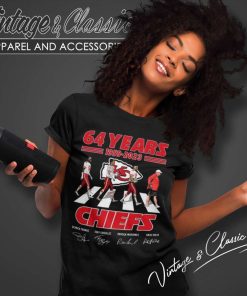 Kansas City Chiefs Cross The Road Signatures 64 Years Women TShirt