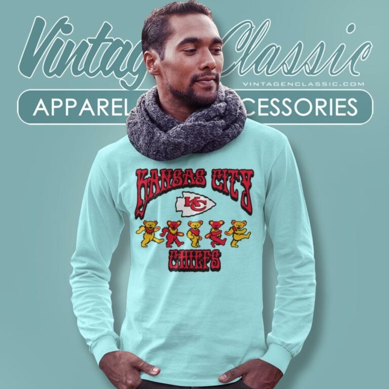 Kansas City Chiefs Grateful Dead Dancing Bears Long Sleeve Tee Kansas City Chiefs Grateful Dead Dancing Bears Long Sleeve Tee