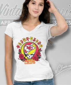 Kansas City Chiefs Grateful Dead Roses Dancing Bears V Neck TShirt