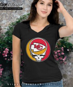 Kansas City Chiefs Grateful Dead Steal Your Face V Neck TShirt
