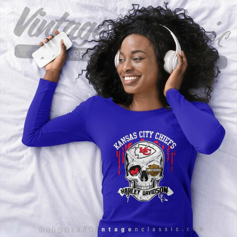 Kansas City Chiefs Harley Daivsion Skull Long Sleeve Tee Kansas City Chiefs Harley Daivsion Skull Long Sleeve Tee