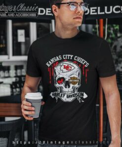 Kansas City Chiefs Harley Daivsion Skull T Shirt