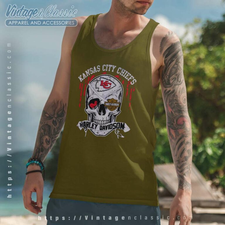 Kansas City Chiefs Harley Daivsion Skull Tank Top Racerback Kansas City Chiefs Harley Daivsion Skull Tank Top Racerback