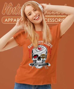 Kansas City Chiefs Harley Daivsion Skull Women TShirt