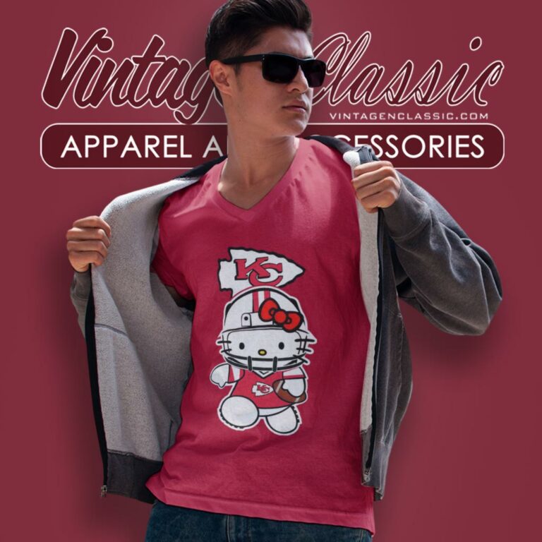 Kansas City Chiefs Hello Kitty V Neck TShirt Kansas City Chiefs Hello Kitty V Neck TShirt