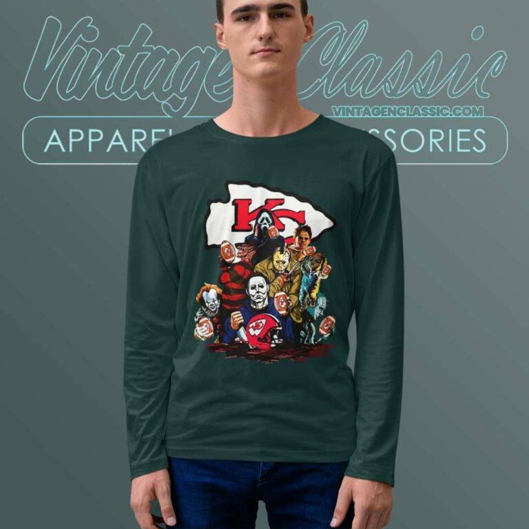 Kansas City Chiefs Horror Movie Characters Long Sleeve Tee Kansas City Chiefs Horror Movie Characters Long Sleeve Tee