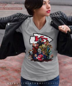 Kansas City Chiefs Horror Movie Characters V Neck TShirt