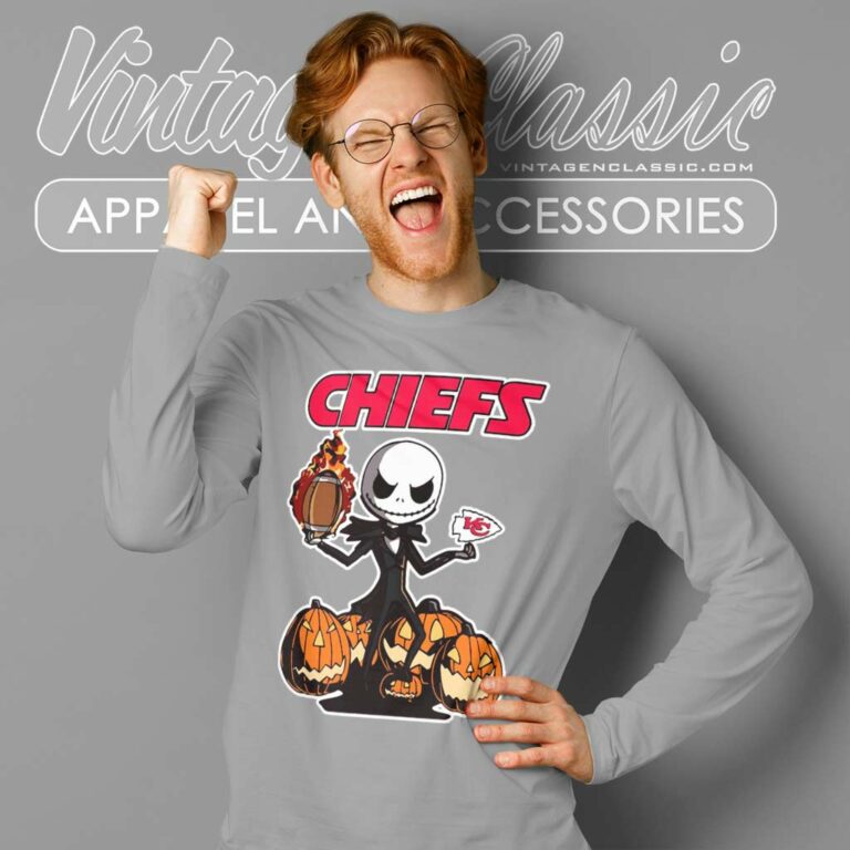 Kansas City Chiefs Jack Skellington Halloween Long Sleeve Tee Kansas City Chiefs Jack Skellington Halloween Long Sleeve Tee