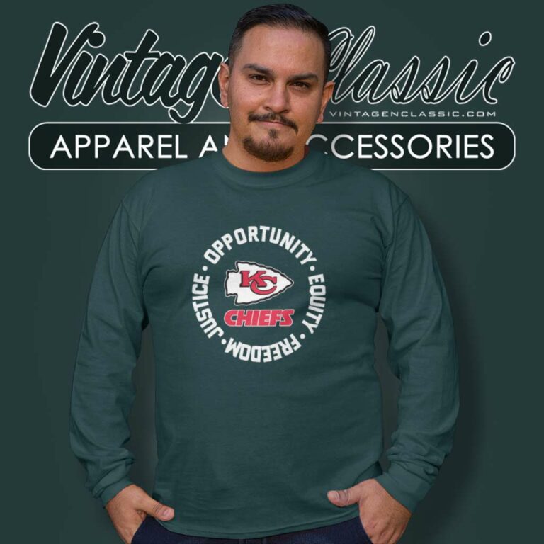 Kansas City Chiefs Justice Shirt Opportunity Equity Freedom Long Sleeve Tee Kansas City Chiefs Justice Shirt Opportunity Equity Freedom Long Sleeve Tee