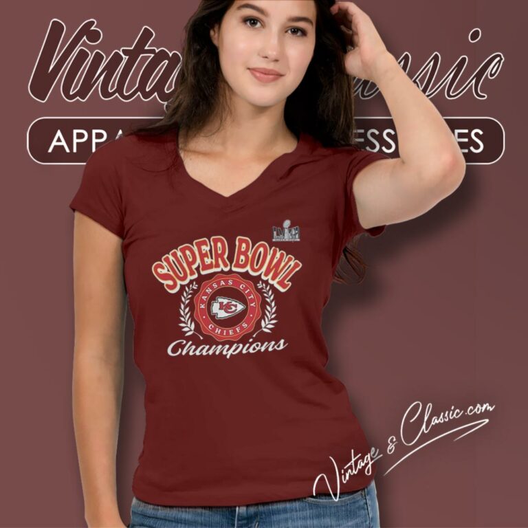 Kansas City Chiefs Logo Super Bowl Lviii Champions V Neck TShirt Kansas City Chiefs Logo Super Bowl Lviii Champions V Neck TShirt