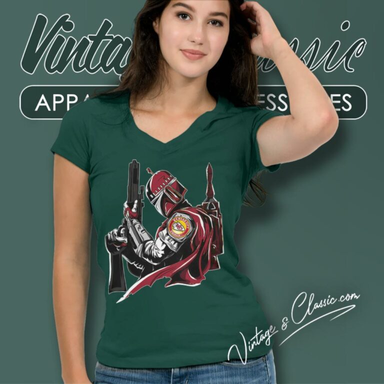 Kansas City Chiefs Mandalorian Star Wars V Neck TShirt Kansas City Chiefs Mandalorian Star Wars V Neck TShirt