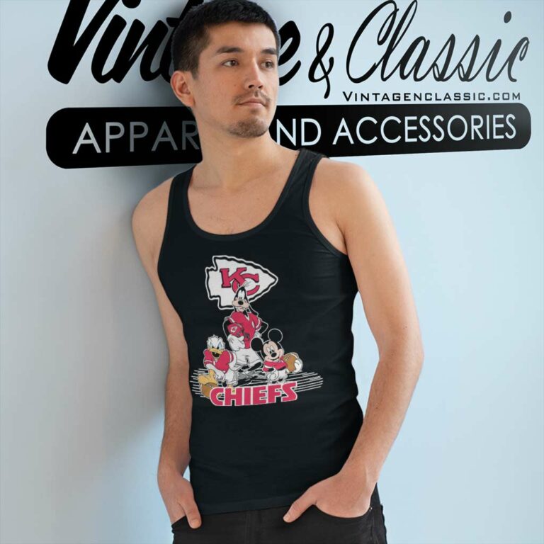 Kansas City Chiefs Mickey Mouse Donald Duck Goofy Tank Top Racerback Kansas City Chiefs Mickey Mouse Donald Duck Goofy Tank Top Racerback