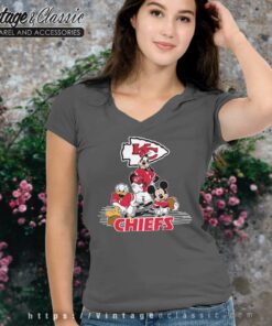 Kansas City Chiefs Mickey Mouse Donald Duck Goofy V Neck TShirt