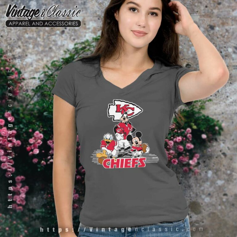 Kansas City Chiefs Mickey Mouse Donald Duck Goofy V Neck TShirt Kansas City Chiefs Mickey Mouse Donald Duck Goofy V Neck TShirt