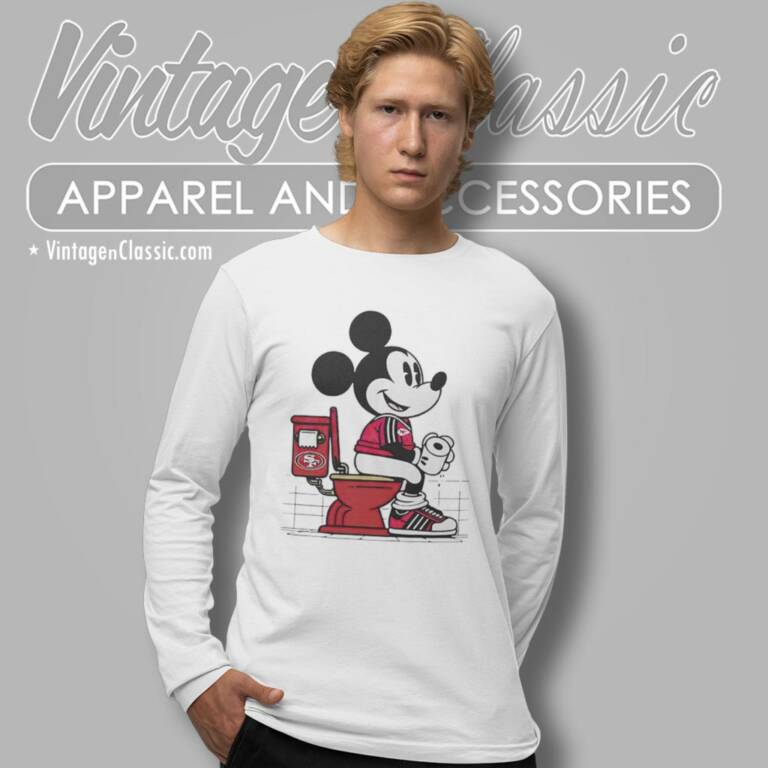 Kansas City Chiefs Mickey Mouse Sitting On San Francisco 49ers Toilet Long Sleeve Tee Kansas City Chiefs Mickey Mouse Sitting On San Francisco 49ers Toilet Long Sleeve Tee