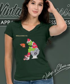 Kansas City Chiefs Nfl Santa Grinch Toilet Football Team Christmas V Neck TShirt