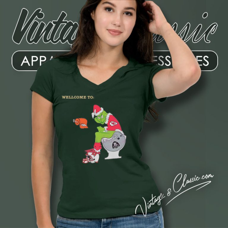 Kansas City Chiefs Nfl Santa Grinch Toilet Football Team Christmas V Neck TShirt Kansas City Chiefs Nfl Santa Grinch Toilet Football Team Christmas V Neck TShirt