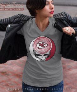 Kansas City Chiefs Nfl Shirt Grateful Dead Logo V Neck TShirt