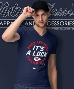 Kansas City Chiefs Nike Its A Lock 2023 Afc West Division Champions V Neck TShirt