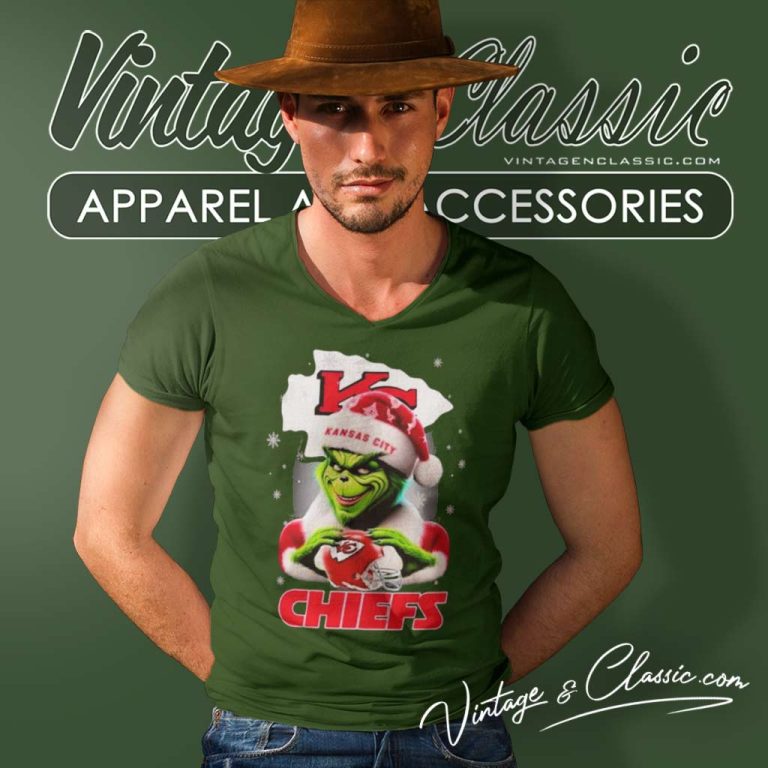 Kansas City Chiefs Santa Grinch Christmas V Neck TShirt Kansas City Chiefs Santa Grinch Christmas V Neck TShirt