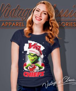 Kansas City Chiefs Santa Grinch Christmas Women TShirt