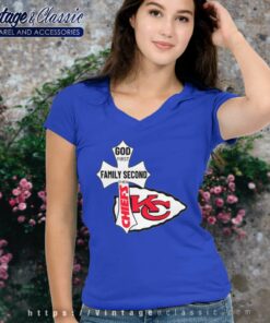 Kansas City Chiefs Shirt God First Family Second V Neck TShirt