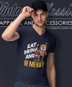 Kansas City Chiefs Shirt Holiday Eat Drink And Be Merry V Neck TShirt 1