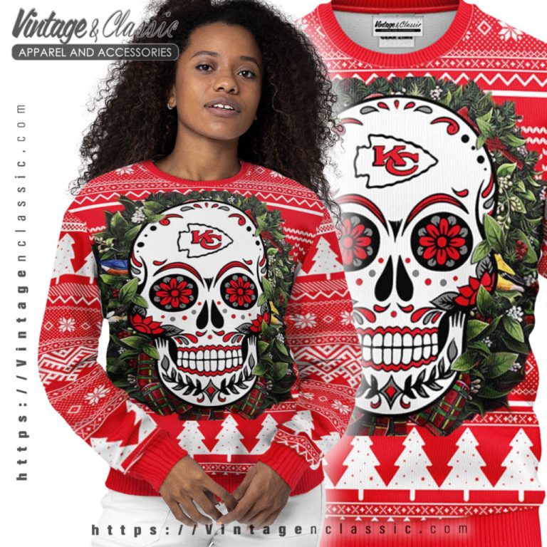 Kansas City Chiefs Skull Ugly Christmas Sweater Women Ugly Sweater Kansas City Chiefs Skull Ugly Christmas Sweater Women Ugly Sweater