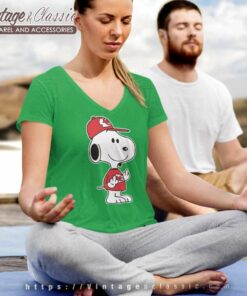 Kansas City Chiefs Snoopy Double Middle Fingers V Neck TShirt