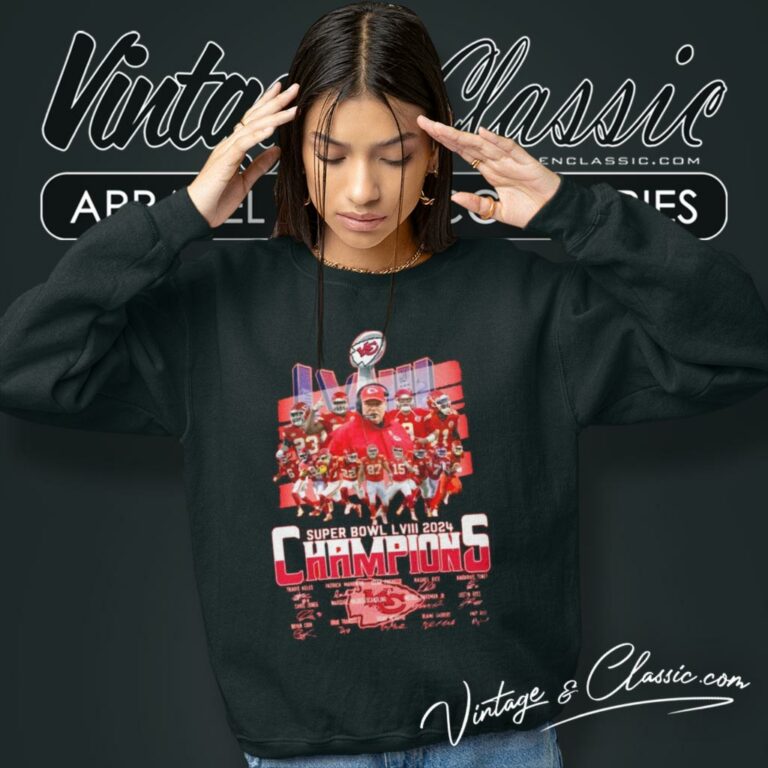 Kansas City Chiefs Super Bowl Lviii 2024 Champions Signatures Sweatshirt Kansas City Chiefs Super Bowl Lviii 2024 Champions Signatures Sweatshirt