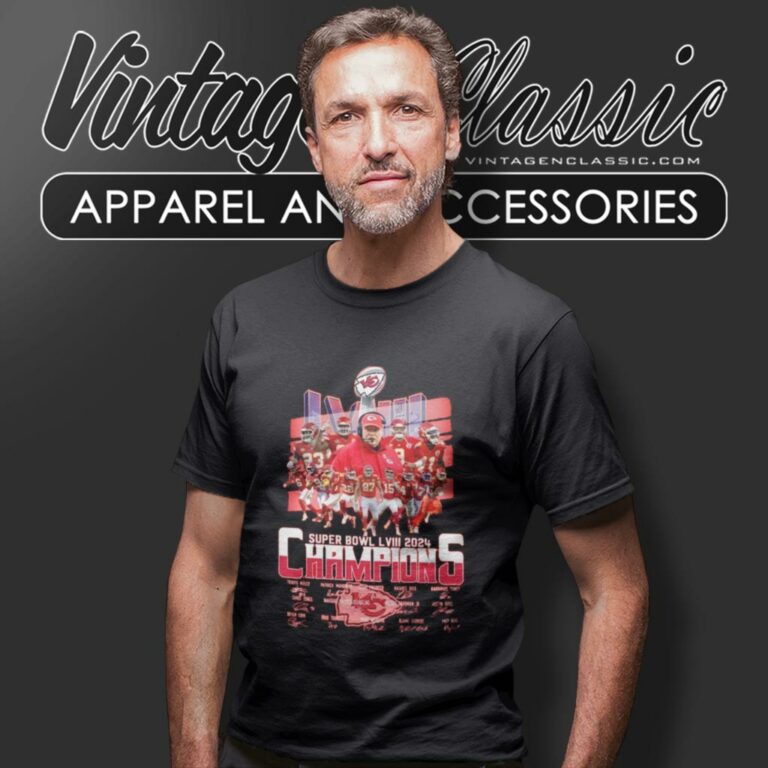 Kansas City Chiefs Super Bowl Lviii 2024 Champions Signatures T Shirt Kansas City Chiefs Super Bowl Lviii 2024 Champions Signatures T Shirt