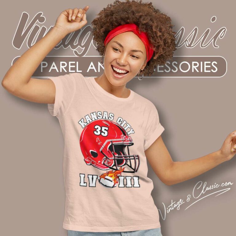 Kansas City Chiefs Super Bowl Lviii Helmet 35 Women TShirt Kansas City Chiefs Super Bowl Lviii Helmet 35 Women TShirt