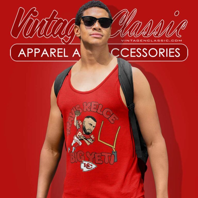 Kansas City Chiefs Travis Kelce Caricature Player Homage Tank Top Racerback Kansas City Chiefs Travis Kelce Caricature Player Homage Tank Top Racerback