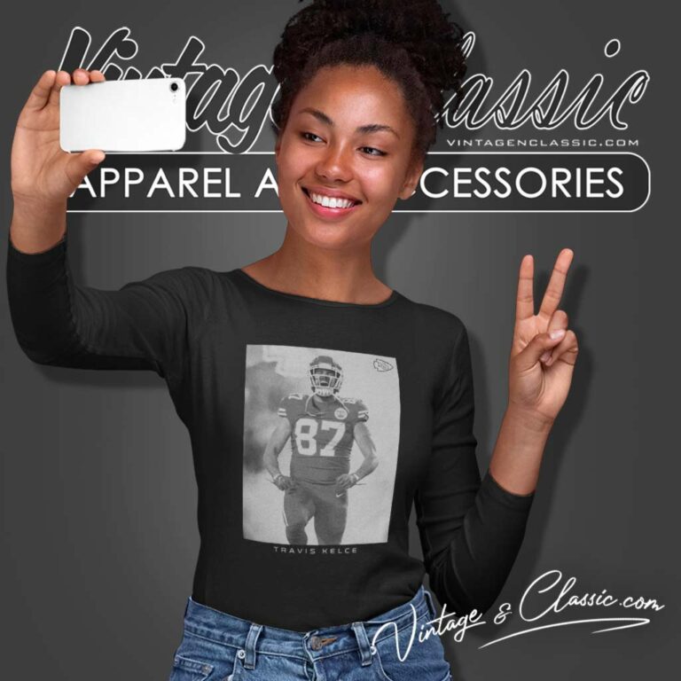 Kansas City Chiefs Travis Kelce Majestic Black Player Long Sleeve Tee Kansas City Chiefs Travis Kelce Majestic Black Player Long Sleeve Tee