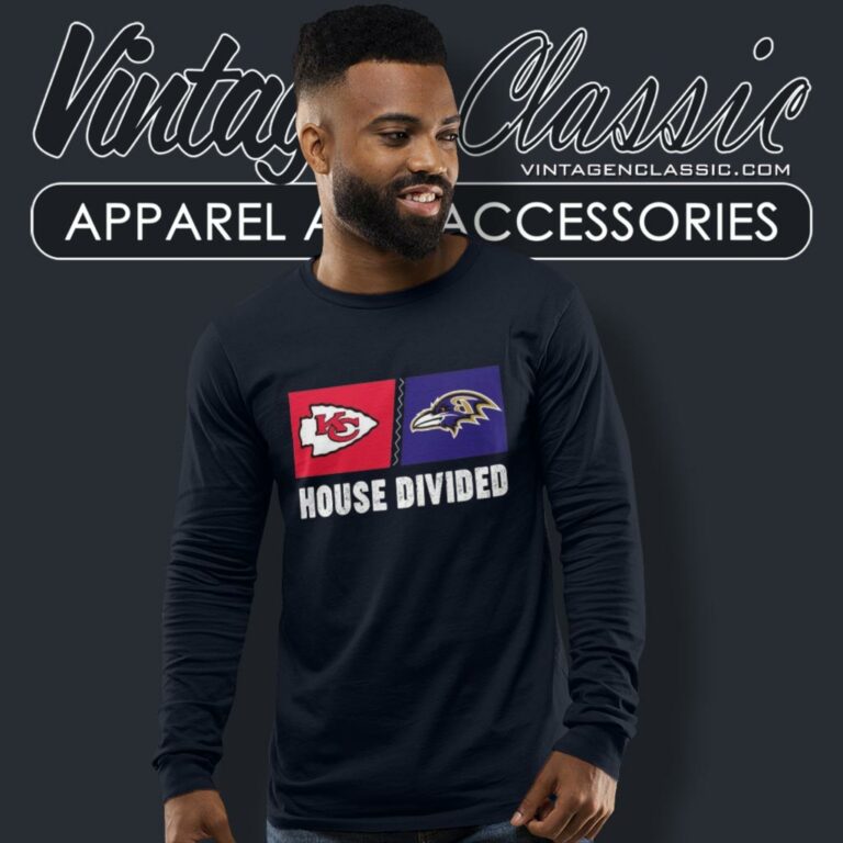 Kansas City Chiefs Vs Baltimore Ravens House Divided Long Sleeve Tee Kansas City Chiefs Vs Baltimore Ravens House Divided Long Sleeve Tee